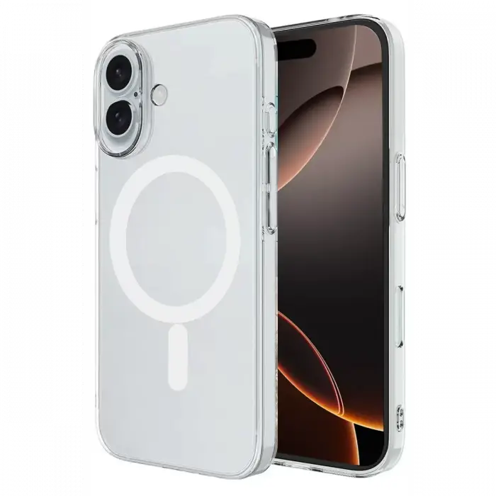 Newface Apple iPhone 16 Kılıf Magneticsafe Şeffaf Silikon - Şeffaf