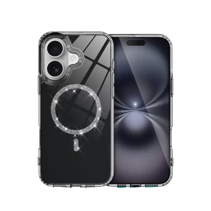 Newface Apple iPhone 16 Live Diamond Magsafe Kapak - Siyah