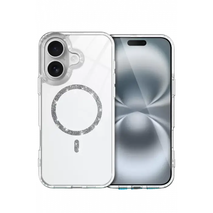 Newface Apple iPhone 16 Plus Live Diamond Magsafe Kapak - Şeffaf