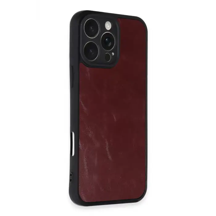 Newface Apple iPhone 16 Pro Max Kılıf Aras Deri Kapak - Bordo