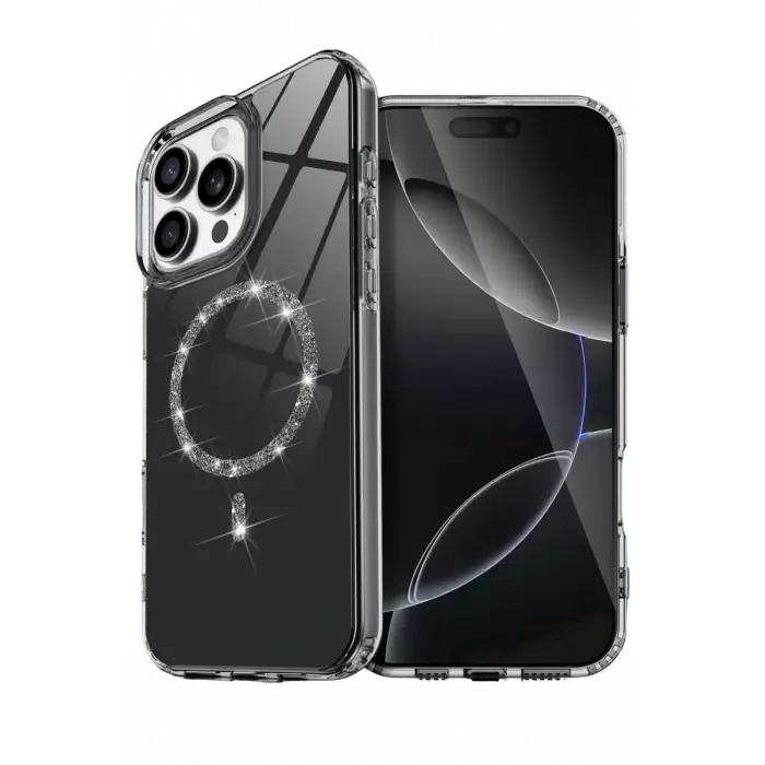 Newface Apple iPhone 16 Pro Max Live Diamond Magsafe Kapak - Siyah