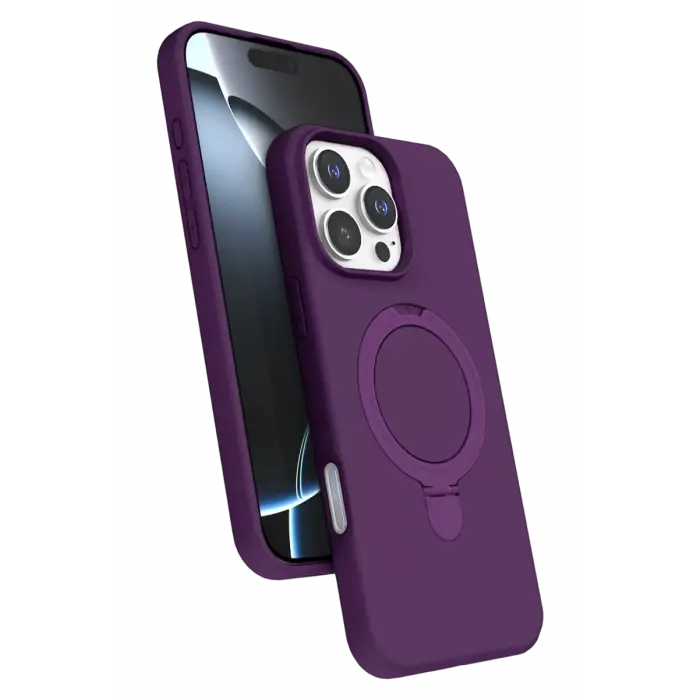 Newface Apple iPhone 16 Pro Max Regal Magsafe Standlı Kapak - Derin Mor