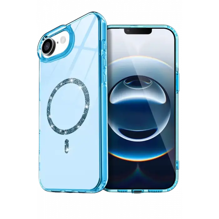 Newface Apple iPhone 16E Live Diamond Magsafe Kapak - Mavi