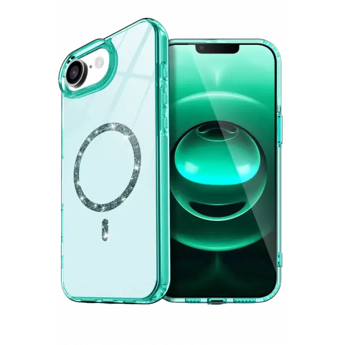 Newface Apple iPhone 16E Live Diamond Magsafe Kapak - Yeşil