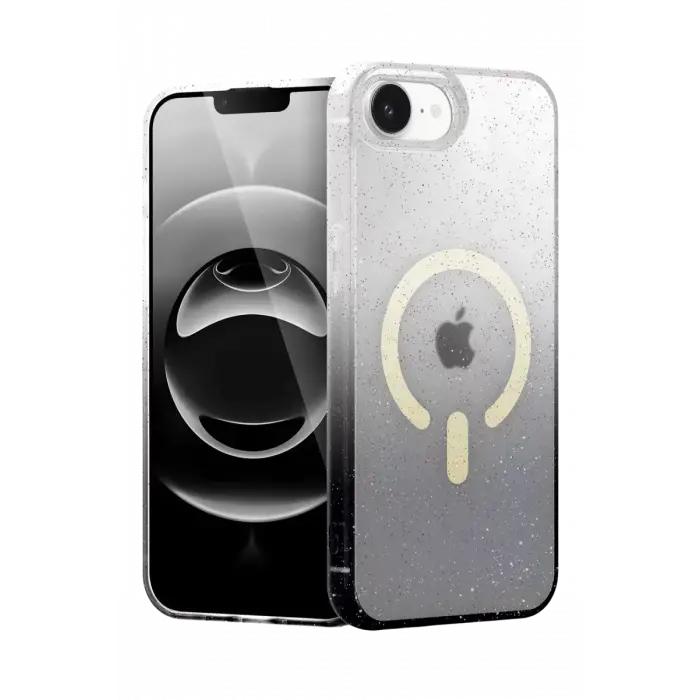 Newface Apple iPhone 16E Pummel Shiny Magsafe Kapak - Siyah