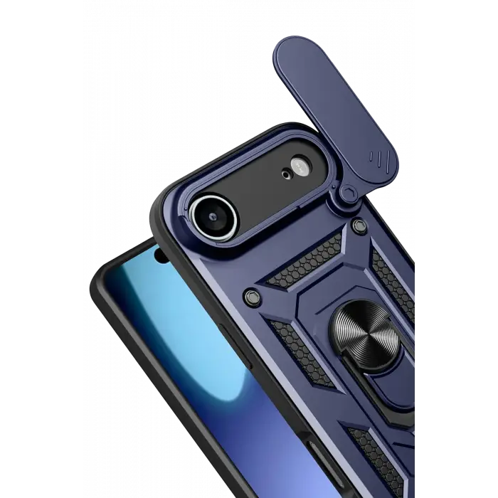 Newface Apple iPhone 17 Air Pars Lens Yüzüklü Silikon - Lacivert