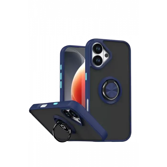 Newface Apple iPhone 17 Montreal Yüzüklü Silikon Kapak - Lacivert