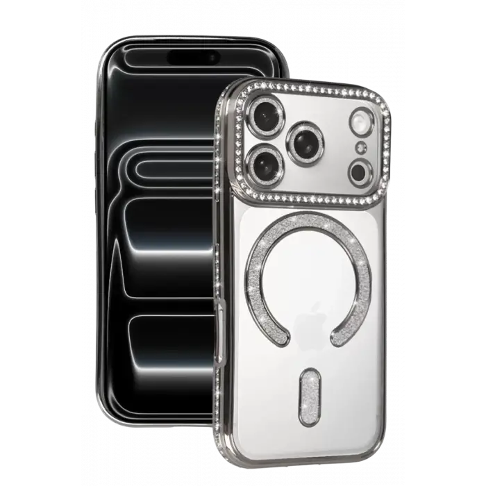Newface Apple iPhone 17 Pro Joke Simli Magneticsafe Kılıf - Gümüş