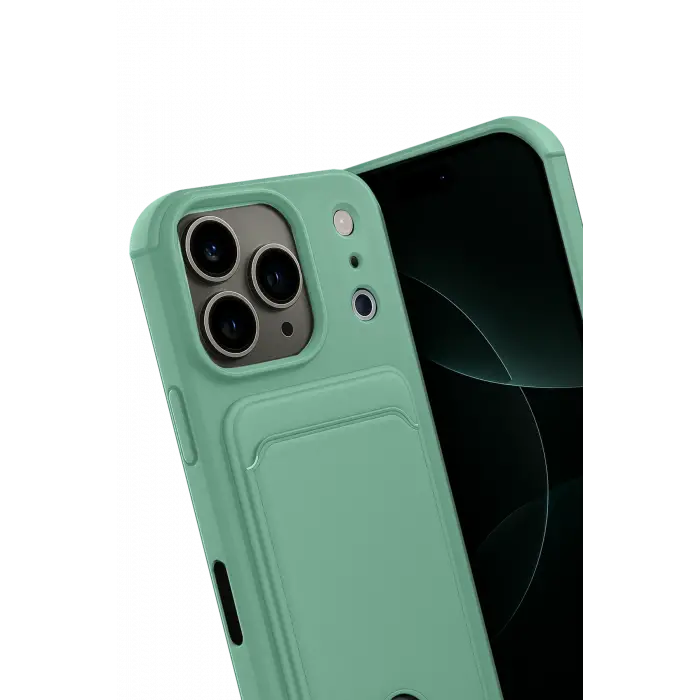 Newface Apple iPhone 17 Pro Kelvin Kartvizitli Silikon - Açık Yeşil