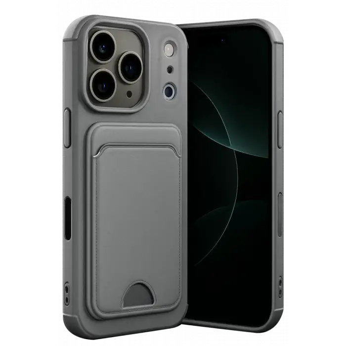 Newface Apple iPhone 17 Pro Kelvin Kartvizitli Silikon - Gri