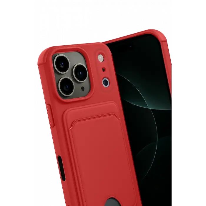 Newface Apple iPhone 17 Pro Kelvin Kartvizitli Silikon - Kırmızı