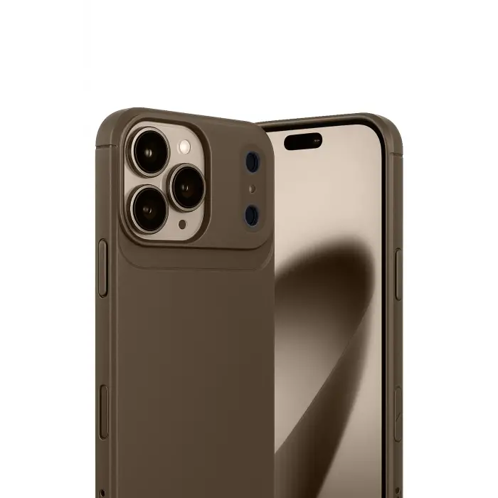 Newface Apple iPhone 17 Pro Max Auto Focus Karbon Kapak - Kahverengi