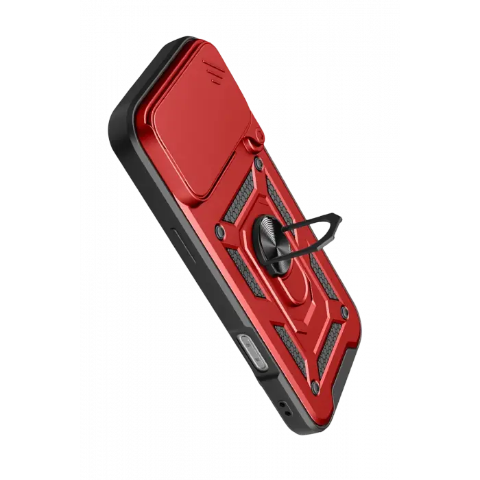 Newface Apple iPhone 17 Pro Pars Lens Yüzüklü Silikon - Kırmızı