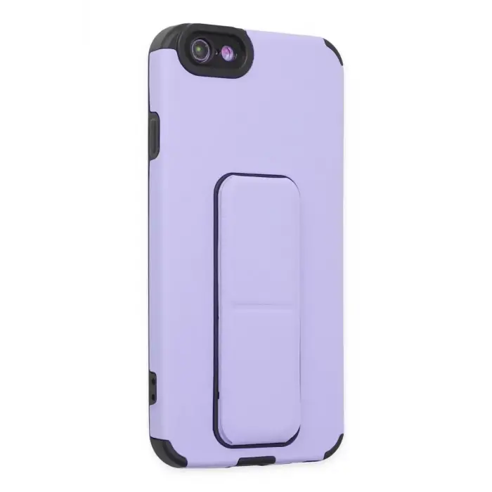 Newface Apple iPhone 6 Kılıf Mega Standlı Silikon - Lila