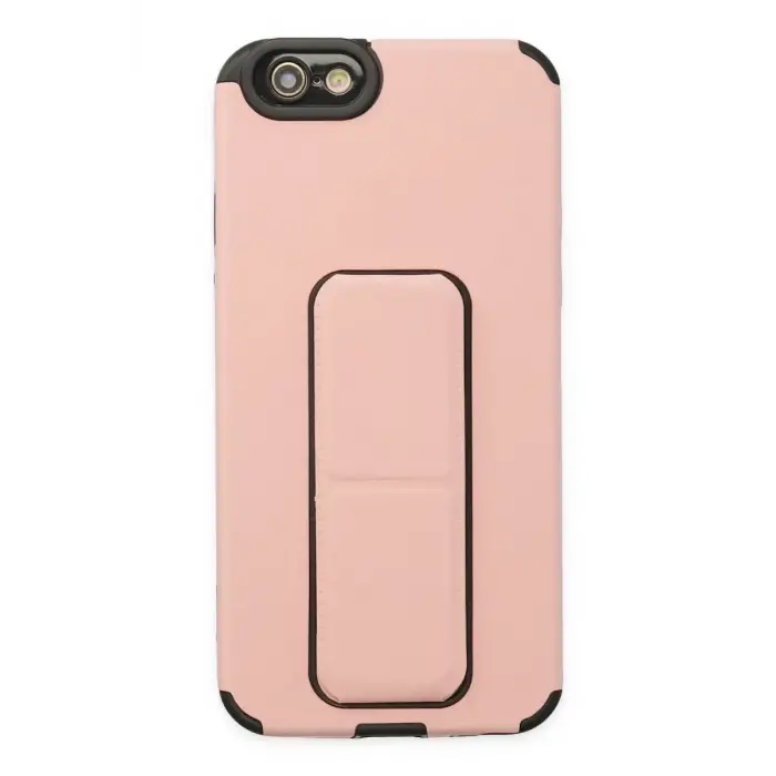 Newface Apple iPhone 6 Kılıf Mega Standlı Silikon - Pudra