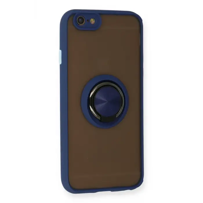 Newface Apple iPhone 6 Kılıf Montreal Yüzüklü Silikon Kapak - Lacivert