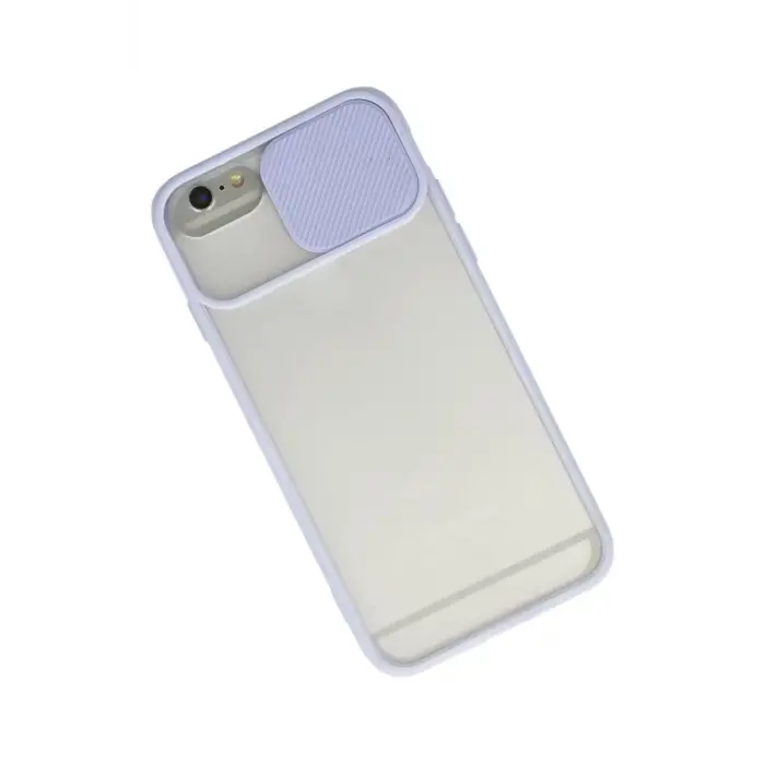 Newface Apple iPhone 6 Kılıf Palm Buzlu Kamera Sürgülü Silikon - Lila