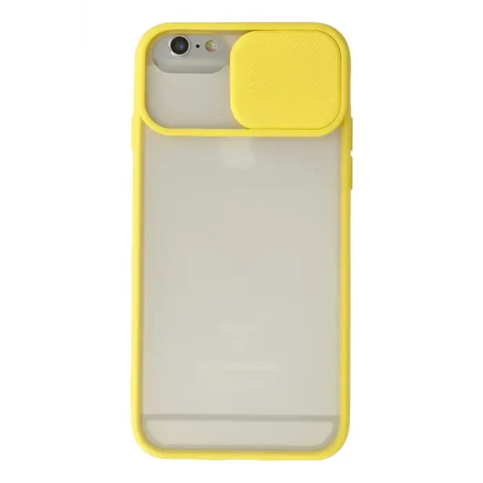 Newface Apple iPhone 6 Kılıf Palm Buzlu Kamera Sürgülü Silikon - Sarı