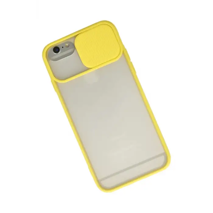 Newface Apple iPhone 6 Kılıf Palm Buzlu Kamera Sürgülü Silikon - Sarı