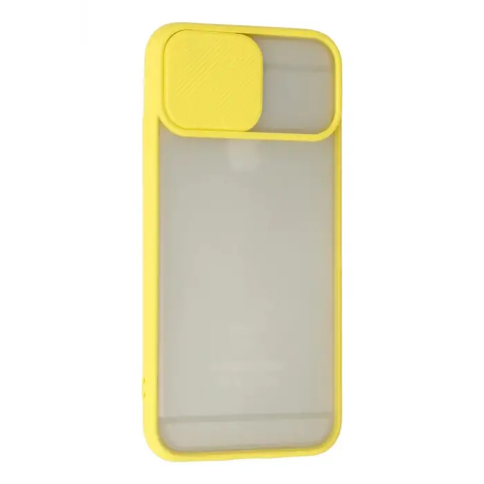 Newface Apple iPhone 6 Kılıf Palm Buzlu Kamera Sürgülü Silikon - Sarı