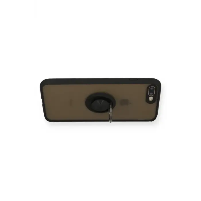 Newface Apple iPhone 7 Plus Kılıf Montreal Yüzüklü Silikon Kapak - Siyah