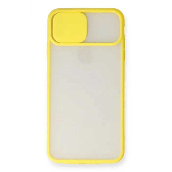 Newface Apple iPhone X Kılıf Palm Buzlu Kamera Sürgülü Silikon - Sarı