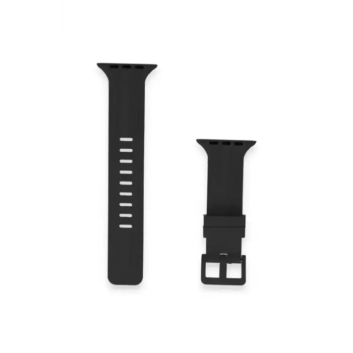 Newface Apple Watch 38mm KR408 Çizgili Silikon Kordon - Siyah