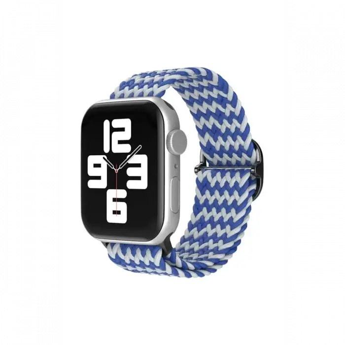 Newface Apple Watch 38mm Star Kordon - Zigzag Beyaz-Mavi
