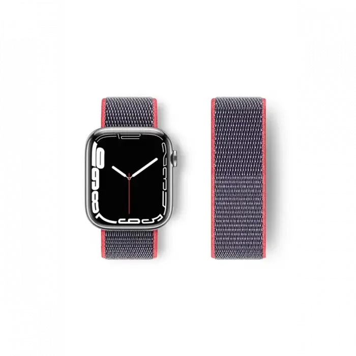 Newface Apple Watch 42mm Hasırlı Cırtcırtlı Kordon - Pembe