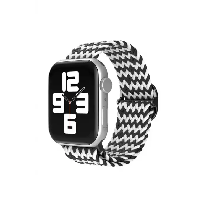 Newface Apple Watch 42mm Star Kordon - Zigzag Siyah-Beyaz