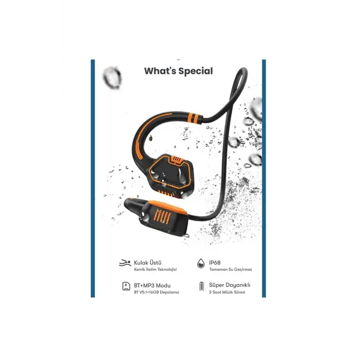 Newface AS9 Suya Dayanıklı Bluetooth Kulaklık - Siyah