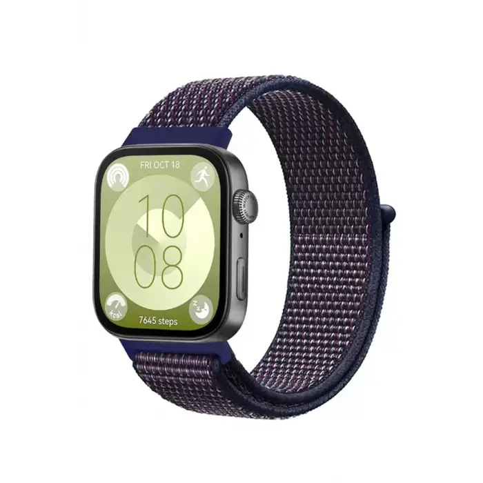 Newface Huawei Fit 4 Hasırlı Cırtcırtlı Kordon - Mavi-Beyaz