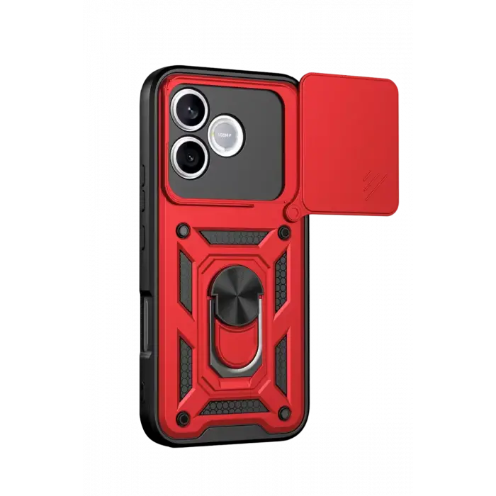 Newface Huawei Honor 600 Lite Pars Lens Yüzüklü Silikon - Kırmızı