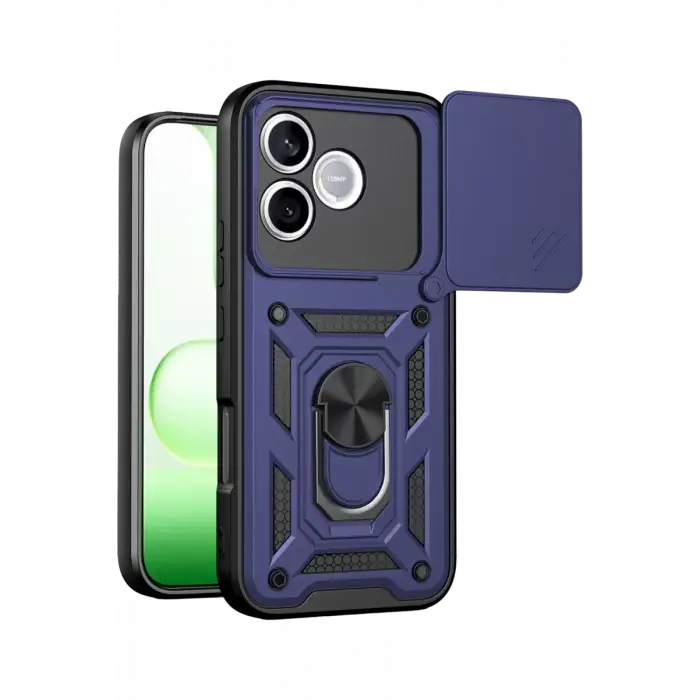 Newface Huawei Honor 600 Lite Pars Lens Yüzüklü Silikon - Lacivert