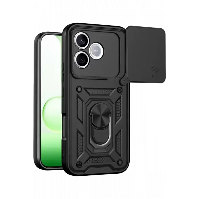 Newface Huawei Honor 600 Lite Pars Lens Yüzüklü Silikon - Siyah