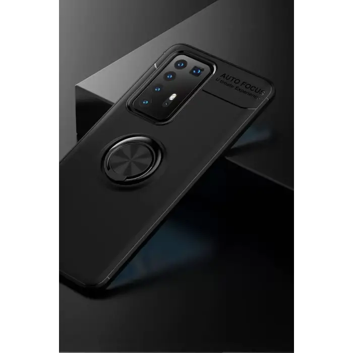 Newface Huawei P40 Pro Kılıf Range Yüzüklü Silikon - Siyah