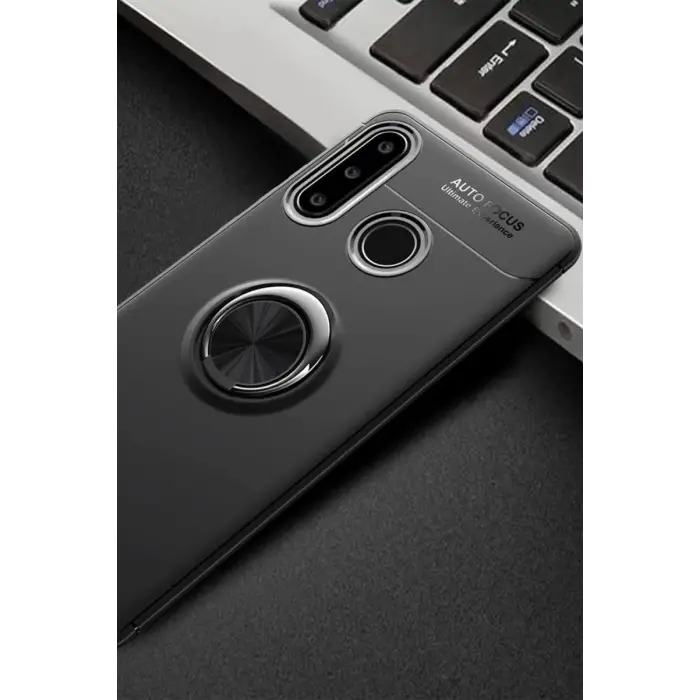Newface Huawei Y6P Kılıf Range Yüzüklü Silikon - Siyah
