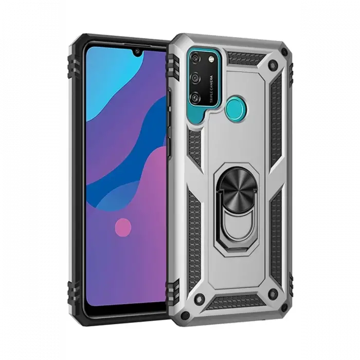 Newface Huawei Y6P Kılıf Sofya Yüzüklü Silikon Kapak - Gümüş