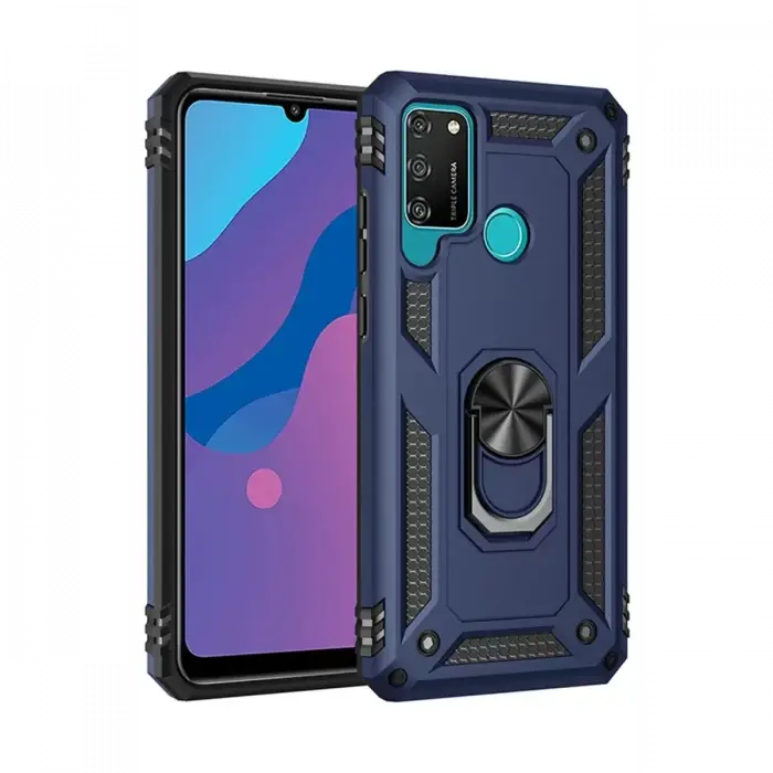 Newface Huawei Y6P Kılıf Sofya Yüzüklü Silikon Kapak - Lacivert