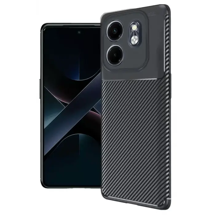 Newface İnfinix Smart 9 Kılıf Auto Focus Karbon Kapak - Siyah