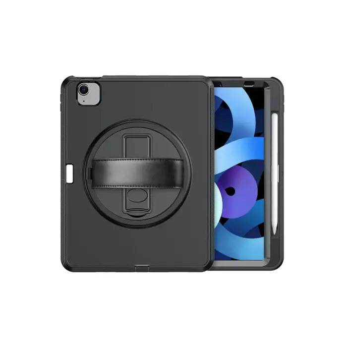 Newface Apple iPad 2022 10.9 (10.nesil) Kılıf Hand Strap Tablet Kılıfı - Siyah