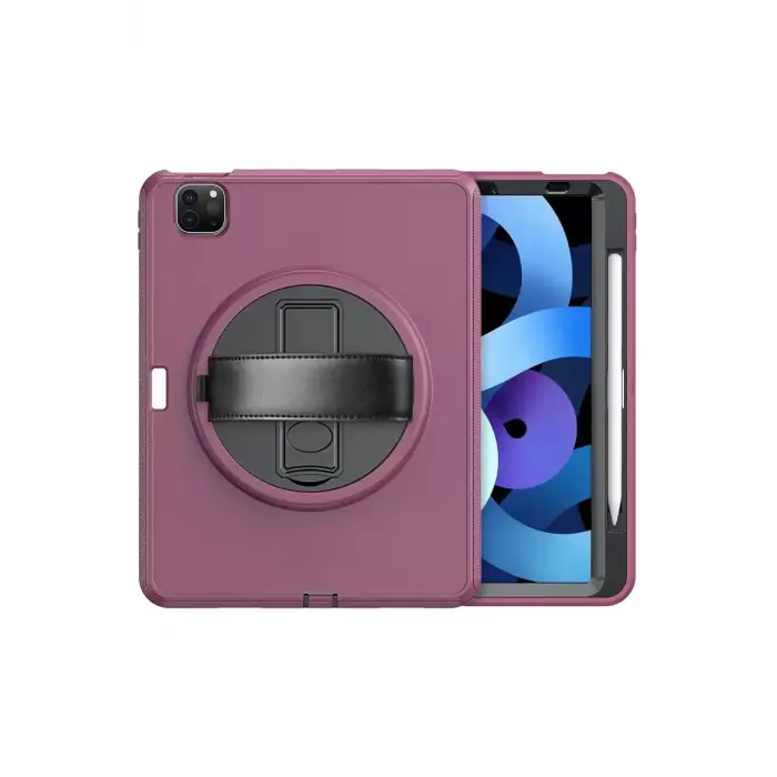 Newface Apple iPad Pro 11 (2018) Kılıf Hand Strap Tablet Kılıfı - Mürdüm