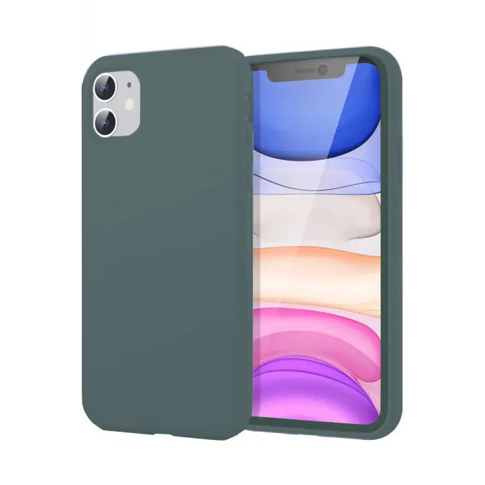 Newface iPhone 11 Kılıf First Silikon - Koyu Yeşil