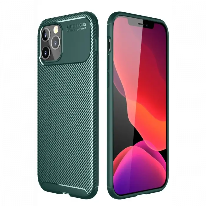 Newface iPhone 11 Pro Kılıf Auto Focus Karbon Kapak - Yeşil