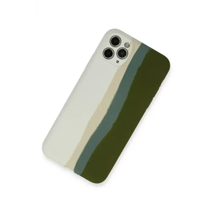 Newface Apple iPhone 11 Pro Kılıf Ebruli Lansman Silikon - Beyaz-Yeşil