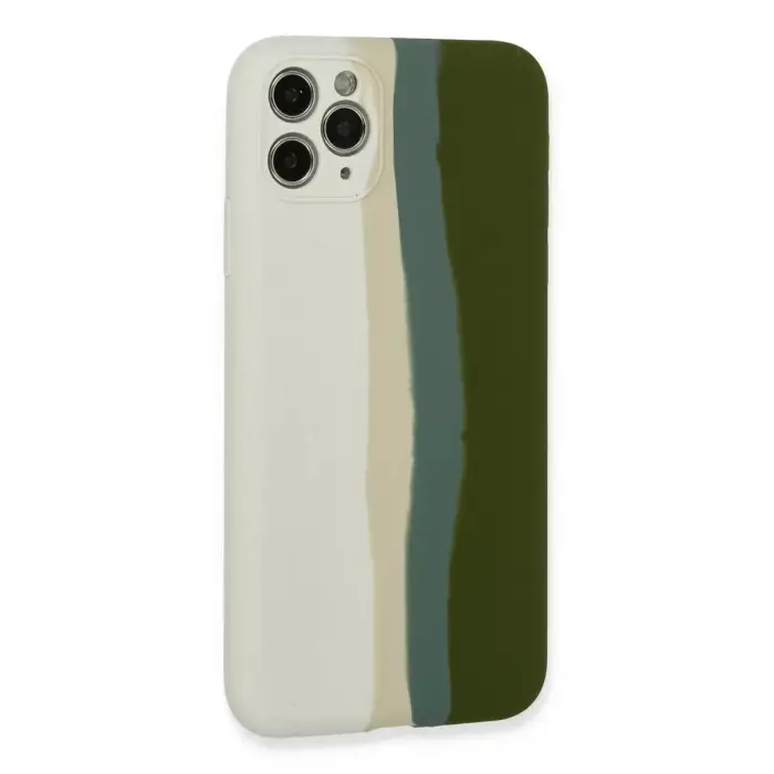 Newface Apple iPhone 11 Pro Kılıf Ebruli Lansman Silikon - Beyaz-Yeşil