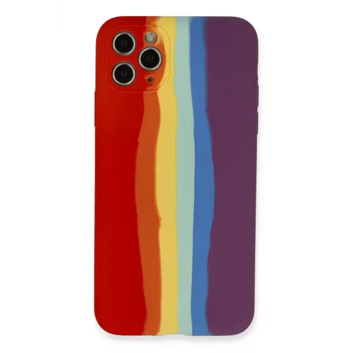 Newface Apple iPhone 11 Pro Kılıf Ebruli Lansman Silikon - Kırmızı-Mor