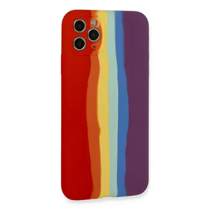 Newface Apple iPhone 11 Pro Kılıf Ebruli Lansman Silikon - Kırmızı-Mor