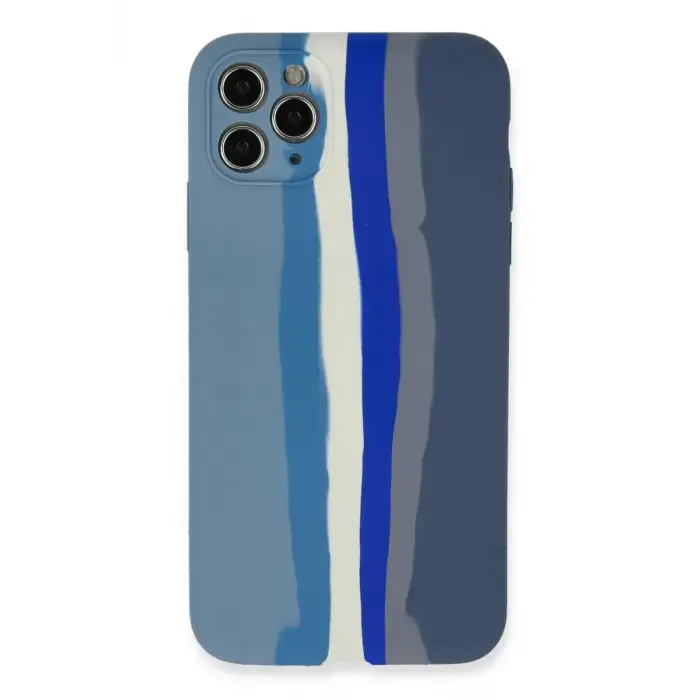 Newface Apple iPhone 11 Pro Kılıf Ebruli Lansman Silikon - Mavi-Gri