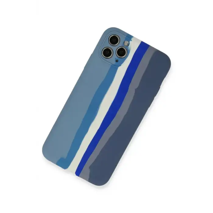 Newface Apple iPhone 11 Pro Kılıf Ebruli Lansman Silikon - Mavi-Gri